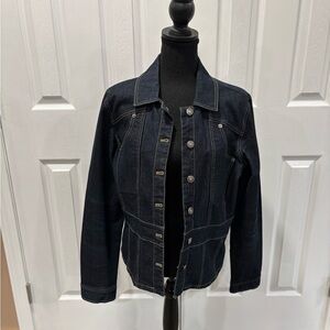 BILL BLASS WOMENS VINTAGE Dark Blue WASH DENIM JACKET size PL